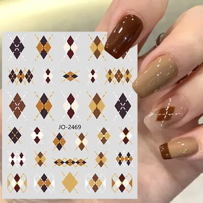 3D Nail Art Stickers Autumn Winter Laser Gold Silver Fireworks Sliders New Year • $1