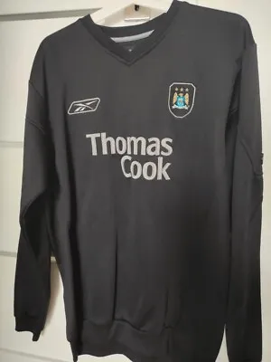 Manchester City Football Sweatshirt Reebok Black Adults M Medium Vintage 2000's • £102