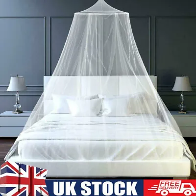 Mosquito Net Canopy Dome Fly Insect Protect Double King Bed Tent Mesh Curtain • £7.98