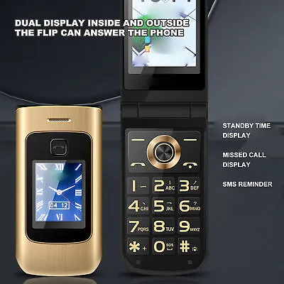 (Red)4G Unlocked Senior Cell Phone Flip Design Dual Screens Powerful Functions • $89.41