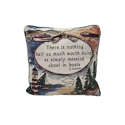 VTG The Wind In The Willows K Grahame Boats Quote 14x14 Pillow Sailboat Ocean • $38.24