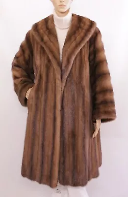 Real Mink Fur Vintage Canadian Brown Pastel Tan Sable Hue Swing Coat 10-12-14uk • £205