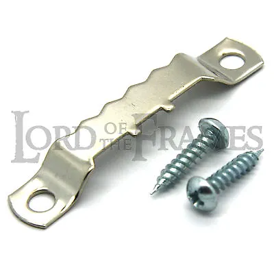 10 X 45mm NICKEL SAW TOOTH ALLIGATOR HANGERS + SCREWS PICTURE FRAME CANVAS • £2.69