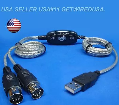 Usa Seller. NEW USB TO MIDI CABLE MUSIC SOUND KEYBOARD CONVERTER Y ADAPTER 5-PIN • $10.95