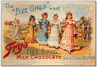£4.95 • Buy Frys Five Boys - Five Girls Metal Wall Sign Vintage Retro Chocolate Cafe Kitchen