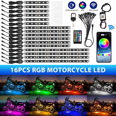 Motorcycle RGB LED Strip Light Under Glow Neon Kit Bluetooth APP Control • $25.90