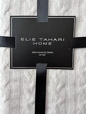 Elie Tahari Home Pure 100% Cashmere Knit Throw Blanket Frost White 50x60 NEW • £135.01