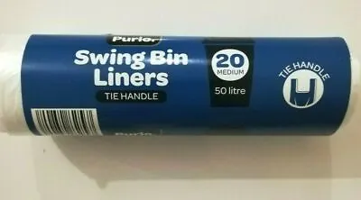 £6.99 • Buy Purio Swing Bin Liners With Tie Handle 50 Litre Strong Clear 60 Cm X 72 Cm