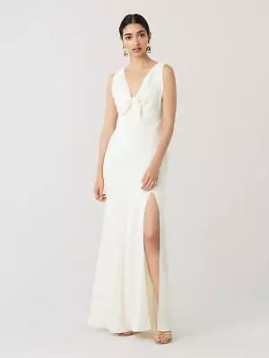 Diane Von Furstenberg Kimmy Crepe Formal Gown Long Maxi Sexy DVF Ivory New 0 • £189.98