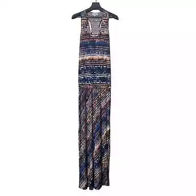 Veronica M Sleeveless Striped Print Maxi Dress Womens Medium Blue Peach  • $38.35