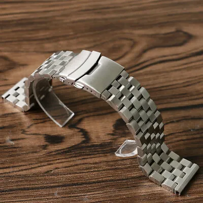Stainless Steel Strap Straight End Metal Bracelet Wrist Watch Band 18/20/22/24mm • $17.89