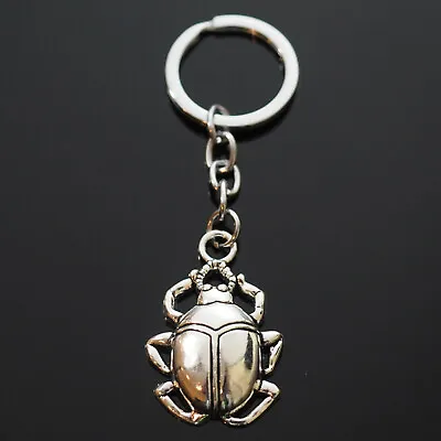 Beetle Beatle Silver Pendant Charm Keychain Insect Bug Lover Gift • $6.99