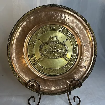 Vintage Hand Hammered THE COPPER GRILL Sign Decor Plate Round 10 3/4” 👀 VR • $79.99