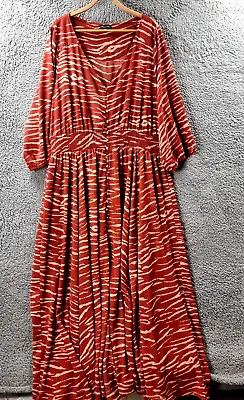 City Chic Womens Maxi A-line Dress Plus Size XXL Brown Beige 3/4 Sleeve V-neck • $38.95