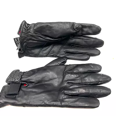 Eddie Bauer Womens  Black Leather Gloves  Thinsulate Lining Large • $24