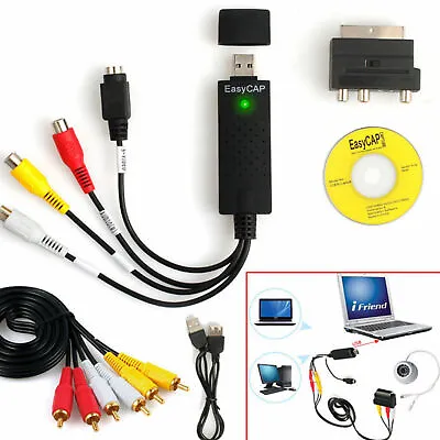$14.39 • Buy USB 2.0 Video VHS To DVD VCR Converter + Scart RCA Cable Adapter Capture Device
