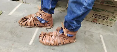 Roman Gladiator Sandals Medieval Genuine Leather Handmade Sandals Christmas Gift • $79