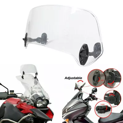 $23.66 • Buy Motorcycle Adjustable Clip On Windshield Screen Extension Spoiler Wind Deflector
