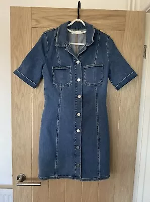 Zara Denim Jean Dress L Short Sleeve Button Up Worn Once Authentic Denim By TRF • £10