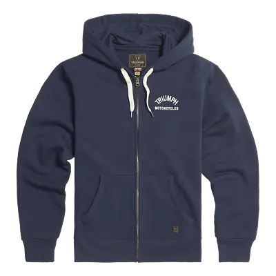 GENUINE Triumph Motorcycles Dolan Zip Thru Hoodie - Navy Blue 100% Cotton • $140.41