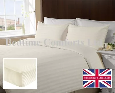 Euro Ikea King Size 63  X 78   Luxury Satin Stripe Fitted Sheet - Cream • £17.99