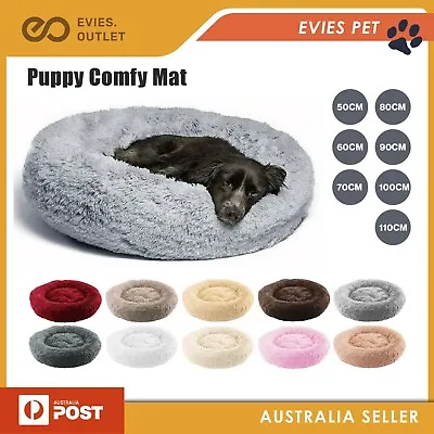 $19.50 • Buy Dog Pet Cat Calming Bed Beds Large Mat Comfy Puppy Fluffy Donut Cushion Plush