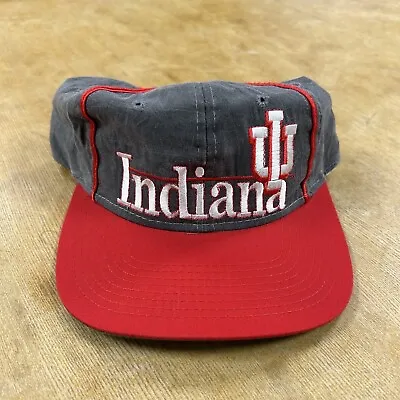 Vintage Indiana University Hoosiers The Game Snapback Hat Big Logo Spellout Gray • $30