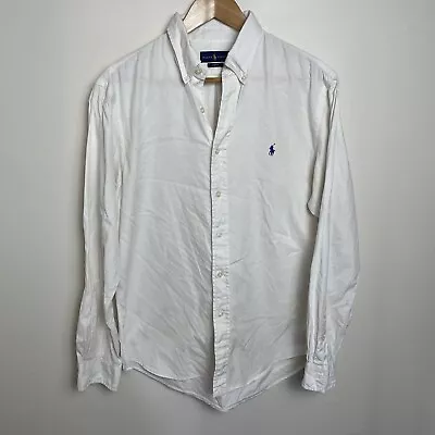 Ralph Lauren Shirt Mens Large White Long Sleeve Button Up Dress Slim Fit Cotton • $25