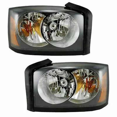 Fits For Dodge Dakota 2005 2006 2007 Headlight Halogen Black Right & Left Pair • $153.87