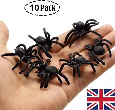 10PCS Realistic Plastic Spider Toys Plastic Halloween Spider Large Fake Spider • £3.85