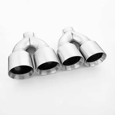Quad 4.5  Out Exhaust Tips 3  In Angle Cut Polished Stainless Steel 12  L Pair • $388.26