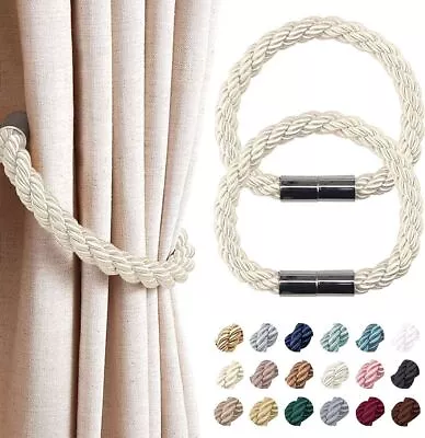 2PACK Magnetic Curtain Tiebacks Tie Backs Buckle Clips Weave Rope Holdbacks Home • £4.99