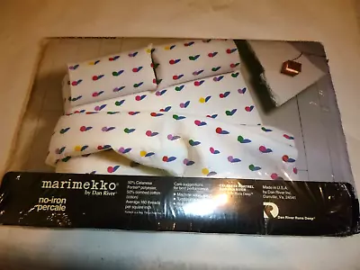 NOS Vtg Dan River Marimekko Twin Flat Sheet Stone & Shadow Pattern 50/50 Percall • $32