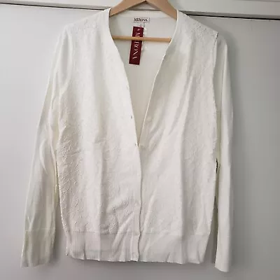 Merona Cream Sweater Cardigan Button Front - Lace Front - Ribbed Cuffs - Large • $14