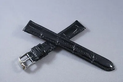 16mm BLACK Genuine Leather Aligator CROC Emboss Watch Band Interchangeable STRAP • $13.25