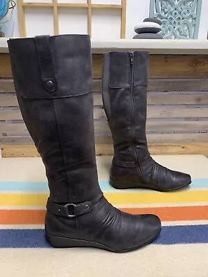 GNW Vegan Leather WOMENS 10 M CHRISTINE Black Casual Zippered TALL Fashion Boots • $19.99