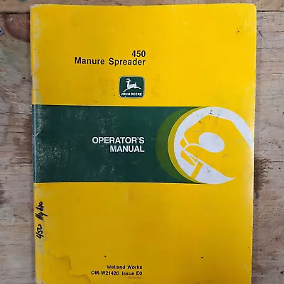 John Deere Owners Manual 450 Manure Spreader OMW21426 • $10