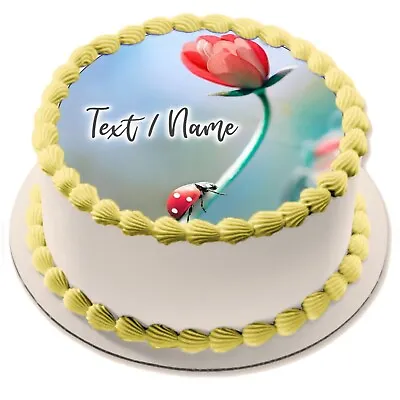 Ladybug Cake Pad Edible Party Decoration Personalized Name Gift Birth • £7.68