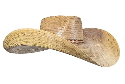 Oversized Cowboy Hat Wide Brim Straw Dark Natural - Sombrero De Palma XtraGrande • $36.85