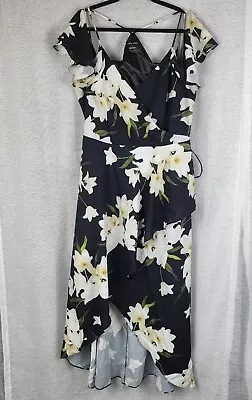 City Chic Plus Size S Maxi High Low Floral Dress Off Shoulder 22  Bust  • $34.95