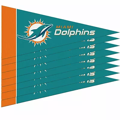 Miami Dolphins Mini Pennant Banner Flags 4  X 9  Fan Cave Decor 8 Pk Set • $10.75