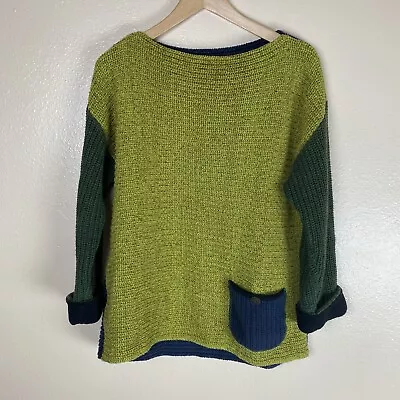 Margaret Winters New York M Sweater Pullover Reversible Green Blue Art To Wear • $39.99