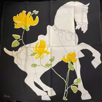 VERA Neumann Set Of 6 Linen Napkins 18 X18  Horse With Flower Design 60s 70s • $29.95