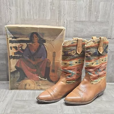 Seychelles Aztec Leather Western Boots Santa Fe Tapestry Ladies Size 8.5 • $14.97