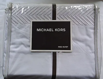 Michael Kors Carnegie HILL KING Duvet Cover Cream Herringbone New In PKG • $110.99