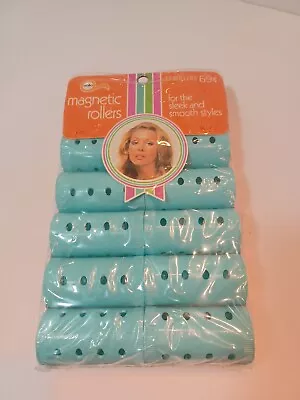 Vintage 1970 Solo  Magnetic Hair Rollers 12 Blue New Old Stock Sealed • $14.99