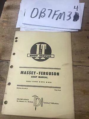 Massey Ferguson MF 220 210 20 Tractor  I&T Shop Service Workshop Manual MF37 • $14.89