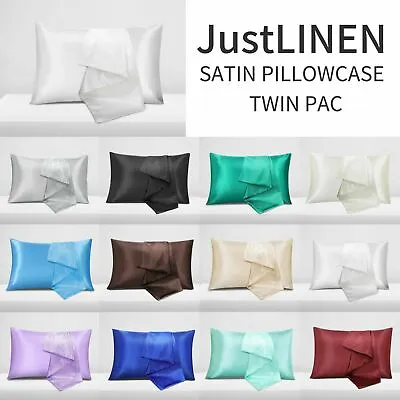 $10.99 • Buy 2 X Silk Satin Pillowcase Extra Comfort Soft Cover Solid Bedding New 51cm X 76cm