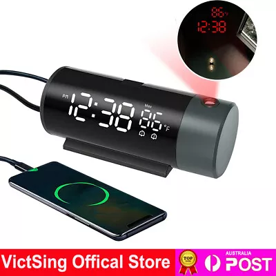 Digital LED Alarm Clock Time Temperature Projection Dimmer Snooze Bedside Clock • $32.29