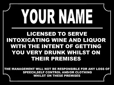 £4.99 • Buy Funny Personalised Bar Sign, Metal Tin Sign/plaque Man Cave Shed Garage Home Pub